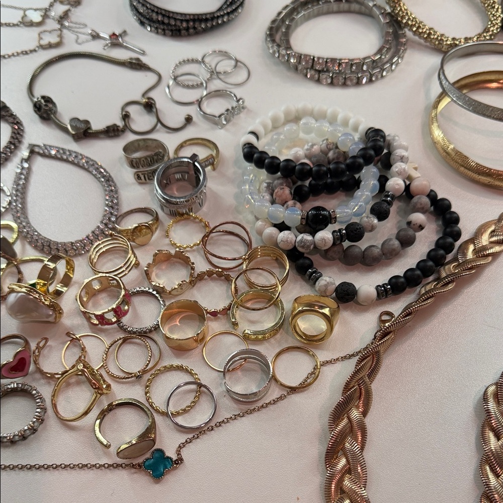 Gold and Silver Bracelet/Ring/Necklace Set - Picture 6 of 9